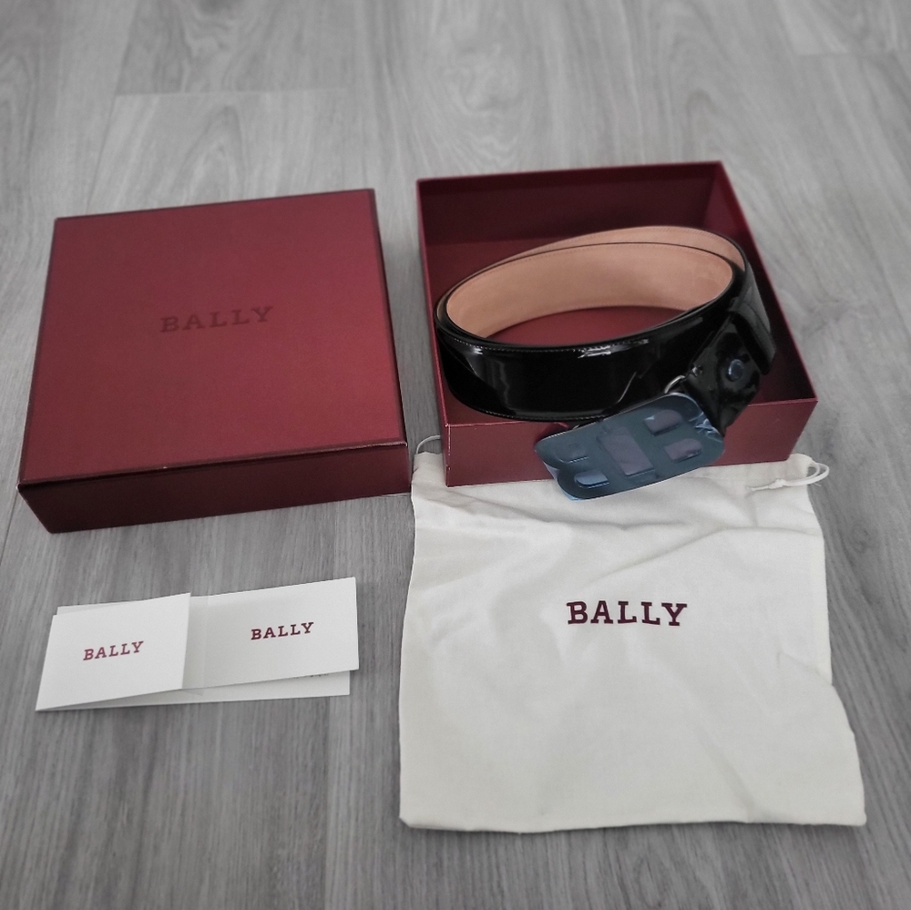 NWT/NIB Bally Men's Black Leather Belt Size 110/44 in